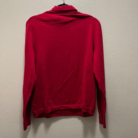 Talbots Sweater Red Knit Cotton Stretch Turtle Neck Long Sleeve Pullover Sz XL - Picture 3 of 7